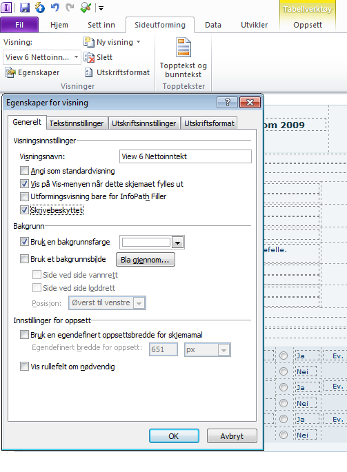 Figur 169 – Egenskaper for visning Figur 169 – Egenskaper for visning