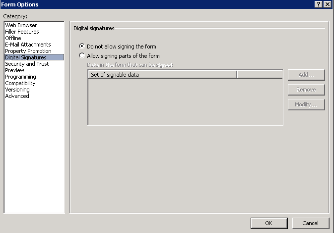 Form Options Form Options