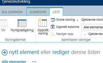 Figur 118 - Hurtigredigering av kodeliste Figur 118 - Hurtigredigering av kodeliste
