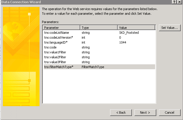 Figur 120 – Inndata for kodeliste i InfoPath Figur 120 – Inndata for kodeliste i InfoPath