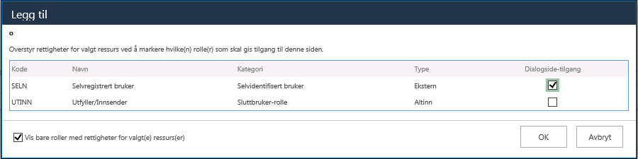 Figur 29 – Overstyr rettigheter – dialogside Figur 29 – Overstyr rettigheter – dialogside