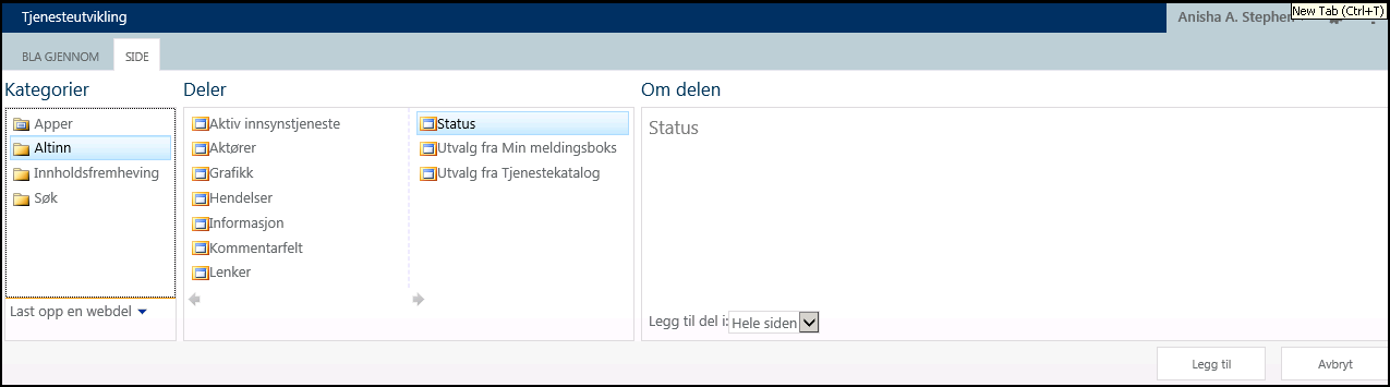 Figur 74 – Ribbon-meny for å velge dialogkomponent Figur 74 – Ribbon-meny for å velge dialogkomponent