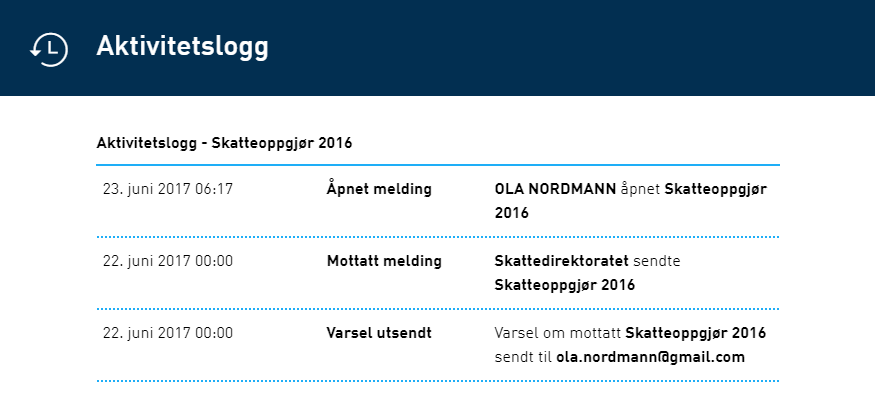 Bilde av aktivitetslogg