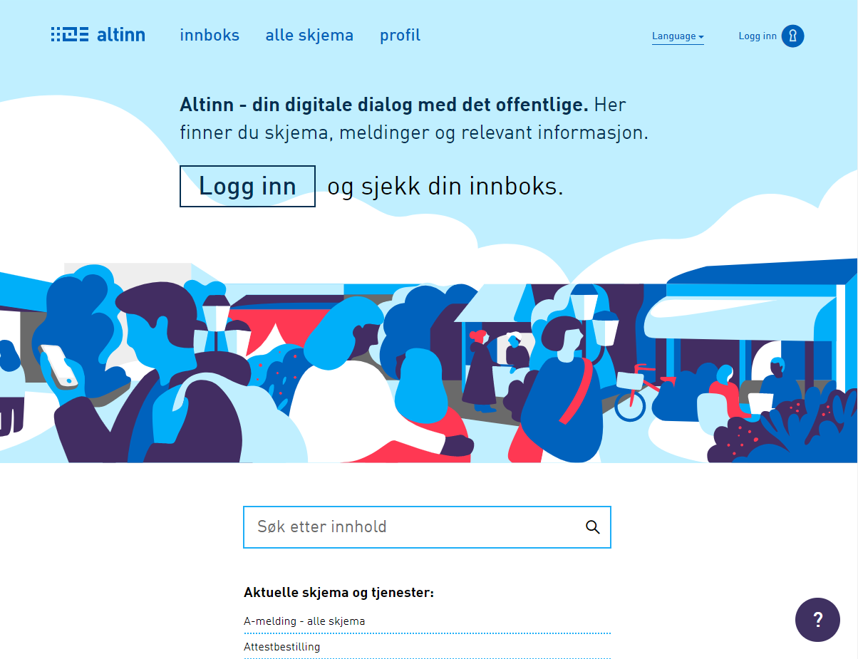 Bilde av forsiden til altinn.no