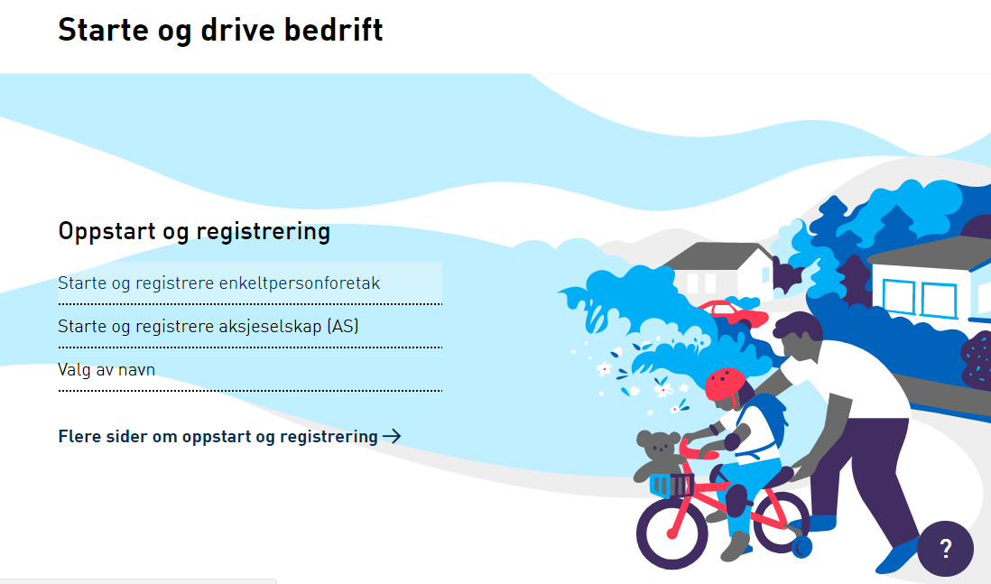Bilde av siden for starte og drive bedrift