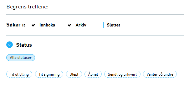 Filtrer på meldinger som er åpnet i avansert søk