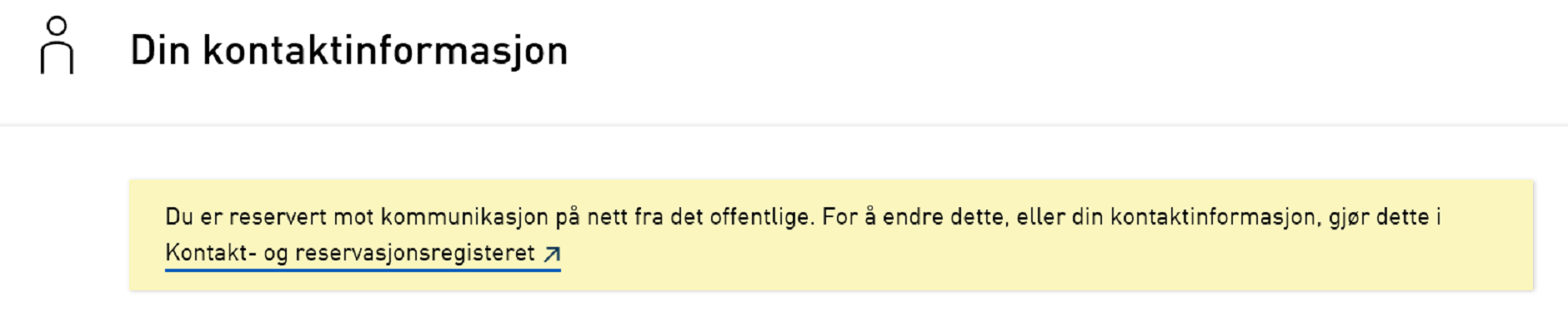 Skjermdump av lenke under “Din kontaktinformasjon”