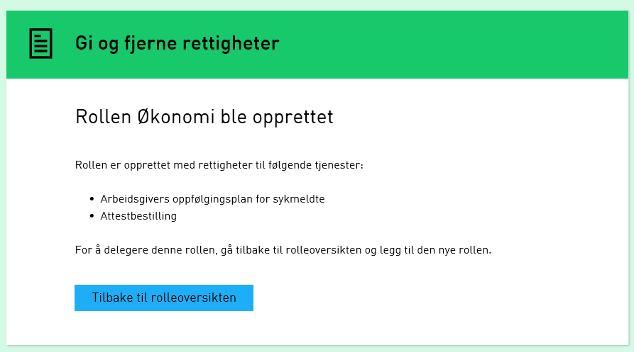 Rollen ble opprettet
