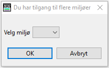 Figur 10 - Velge miljø ved innlogging til Domeneklient